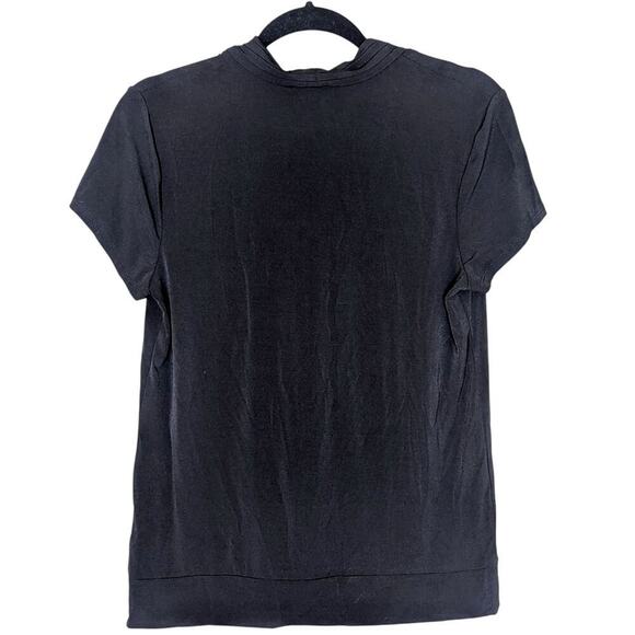 GEORGE Women’s Shirt Blouse Black Short Sleeve Ruched Twist V-Neck Size Medium - Picture 2 of 6